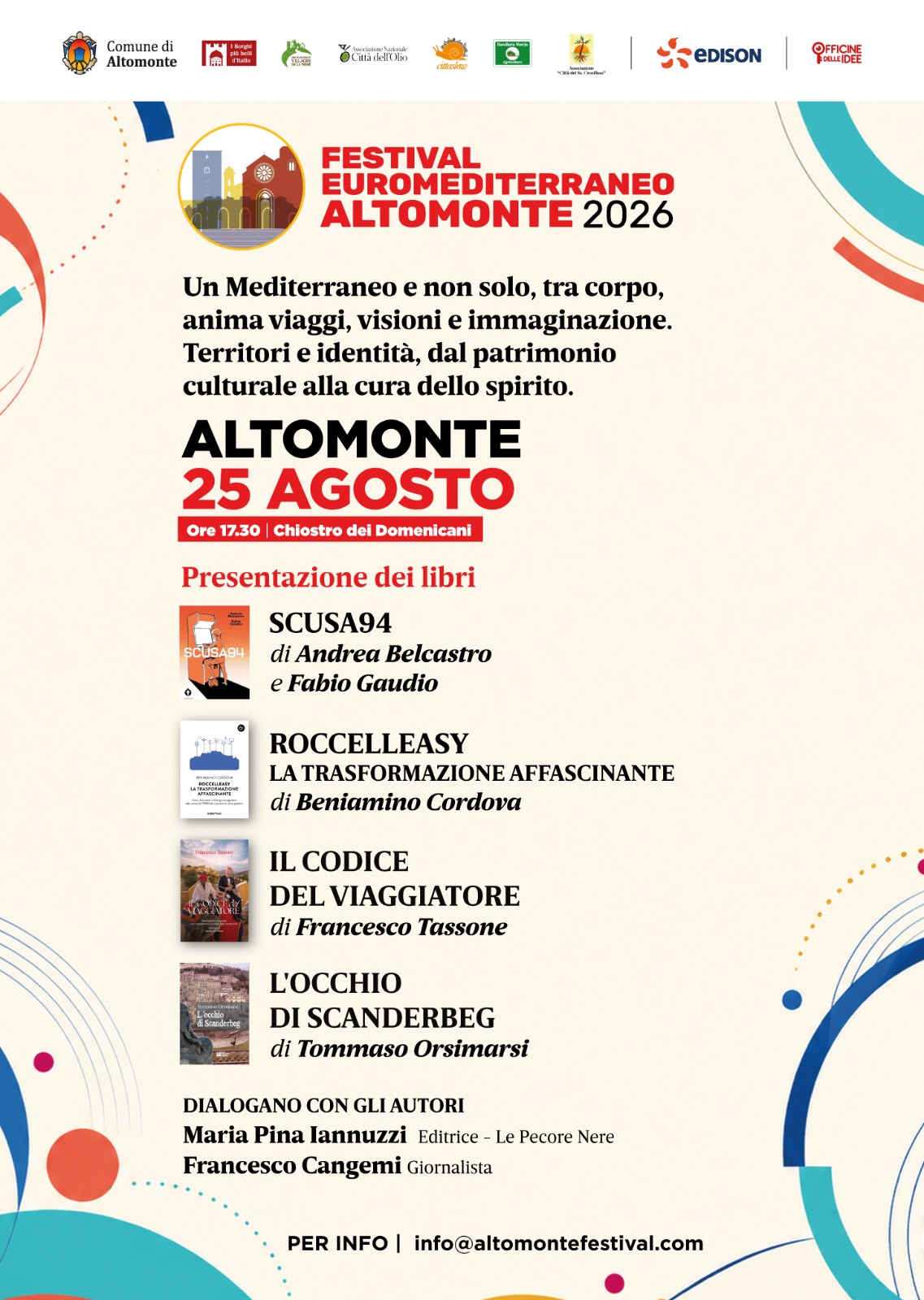 Locandina 25 agosto - Presentazione dei libri, Chiostro dei Domenicani